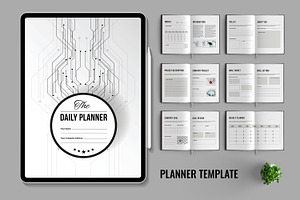 Daily Planner Template Layout, a Stationery Template by MightyDesign