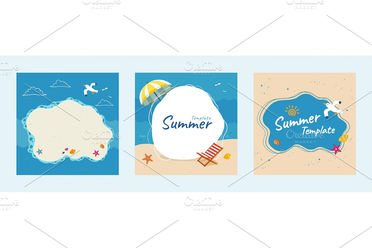 Summer Beach Template Set, a Social Media Template by TotallypicRF