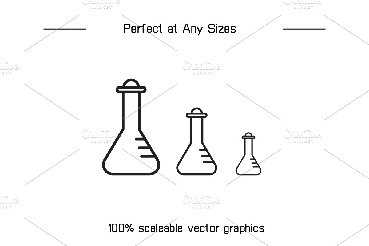 Science and Lab Tube and Flask Icons, an Outline Icon by Designfour (Photo 7 of 7)