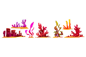 Cartoon seabed elements - colorful, an Illustration by art PVP - market