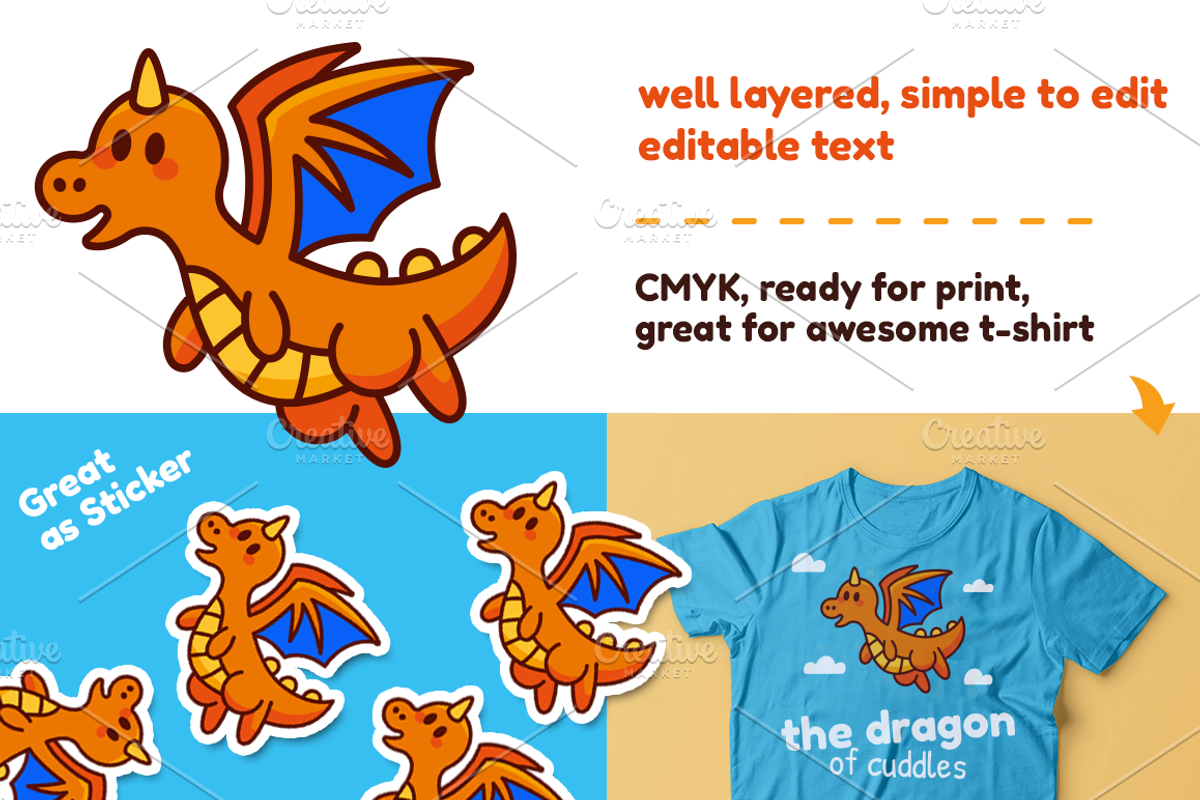 The Dragon of Cudddles Logo Mascot, a Branding & Logo Template by Manudesign (Photo 2 of 3)