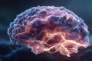 Illuminated Brain Neural Network Abs, a Photo by Pixeness Studio
