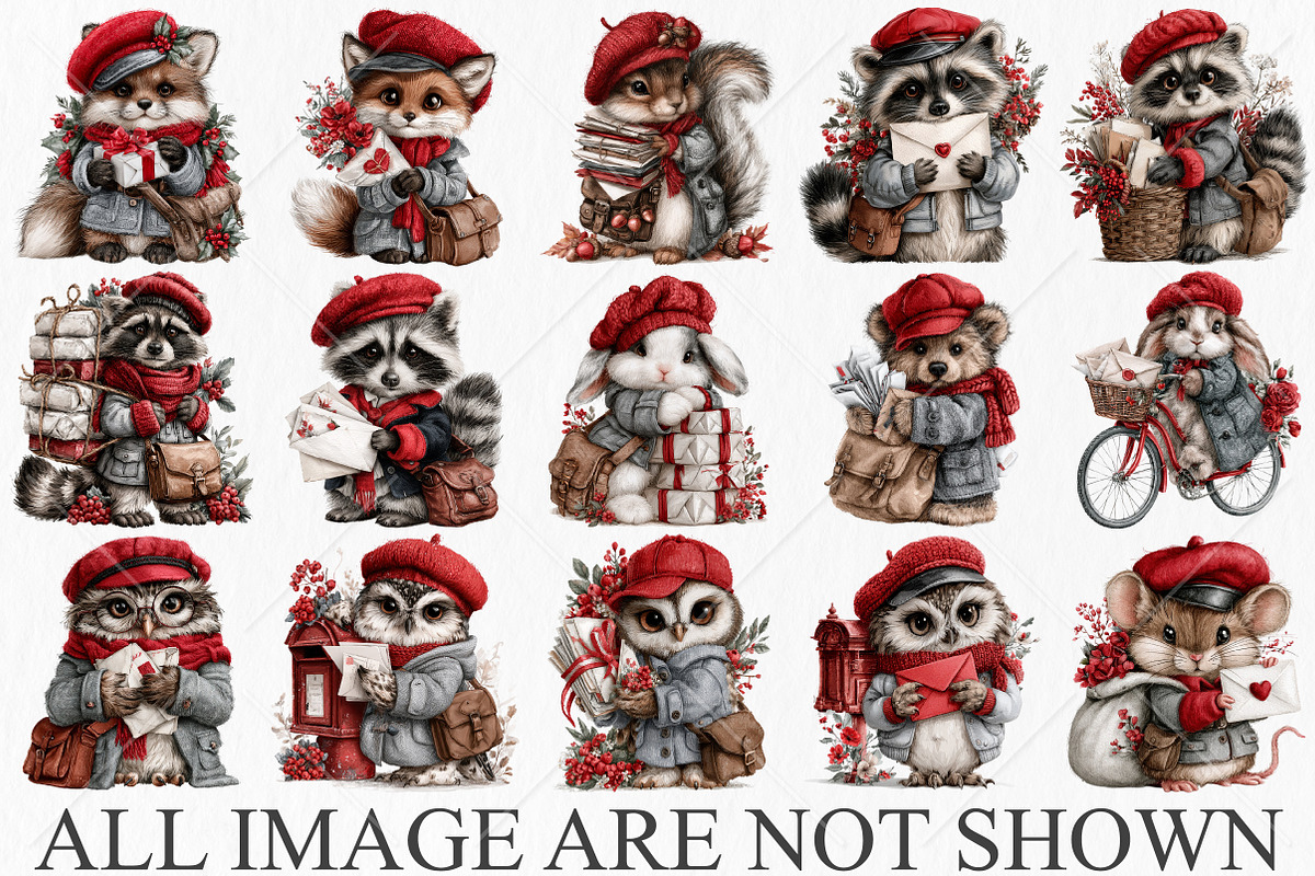 Cute Woodland Postman Animals, a Seasonal Illustration by Canvas Craft (Photo 3 of 10)