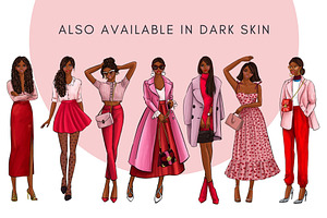 Girls In Red & Pink 3 - Light Skin