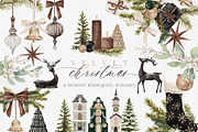 Watercolor Clipart-VELVET CHRISTMAS, a Decorative Illustration by Beigetime (Thumbnail 1 of 17)