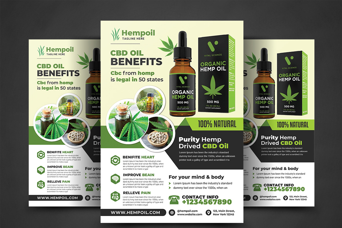 Hemp Product Flyer Templates, a Flyer Template by AfzaalGraphics (Photo 1 of 4)