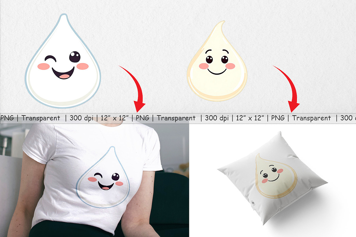 Smiling Milk Drop Clipart, a Graphic by Artnoy (Photo 3 of 5)