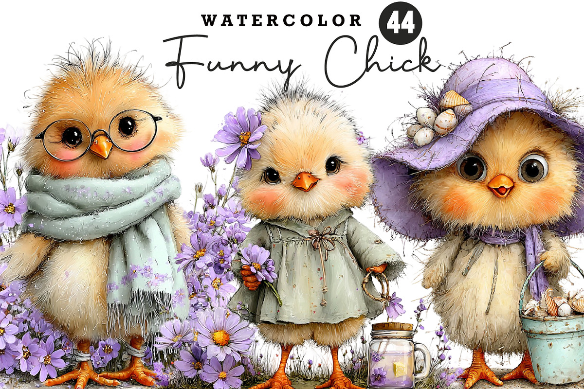 Summer Funny Chick Clipart, an Illustration by CreationArt (Photo 1 of 7)