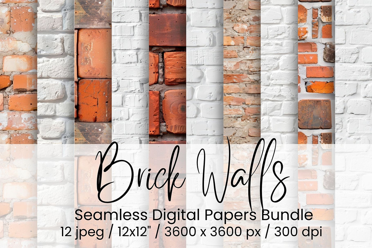 Brick Walls Seamless, an Illustration by Mashimara (Photo 1 of 3)
