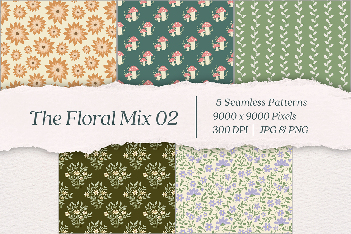 The Floral Mix 02- Seamless Patterns, a Pattern Graphic by Arts And Aura (Photo 1 of 12)