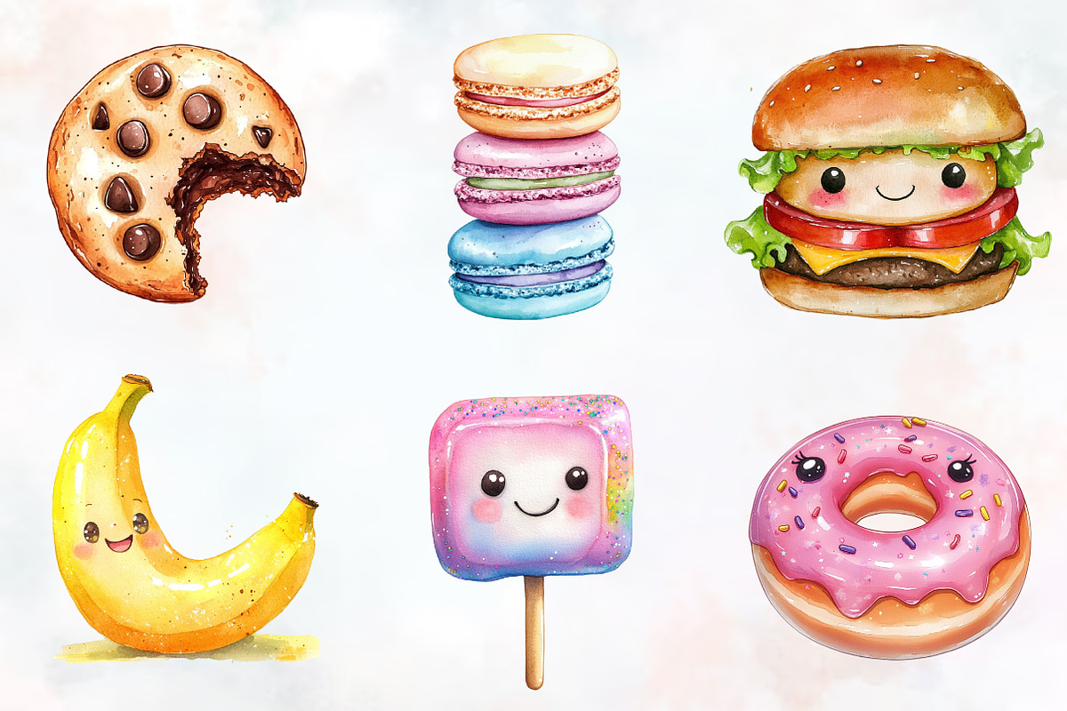 Kawaii Glitter Food Clipart, an Illustration by RobertsArt (Photo 4 of 7)