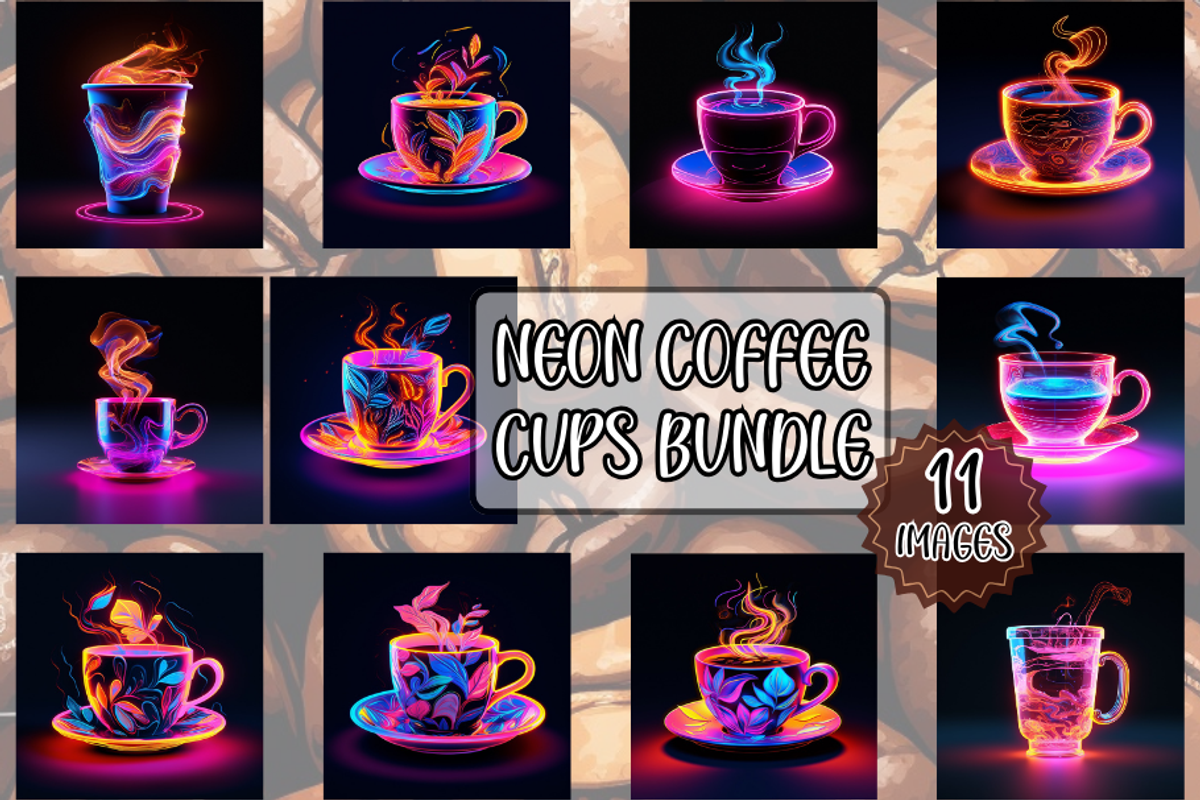 Neon Coffee Cups Graphic Bundle, a Graphic by Jay Major Designs (Photo 1 of 6)