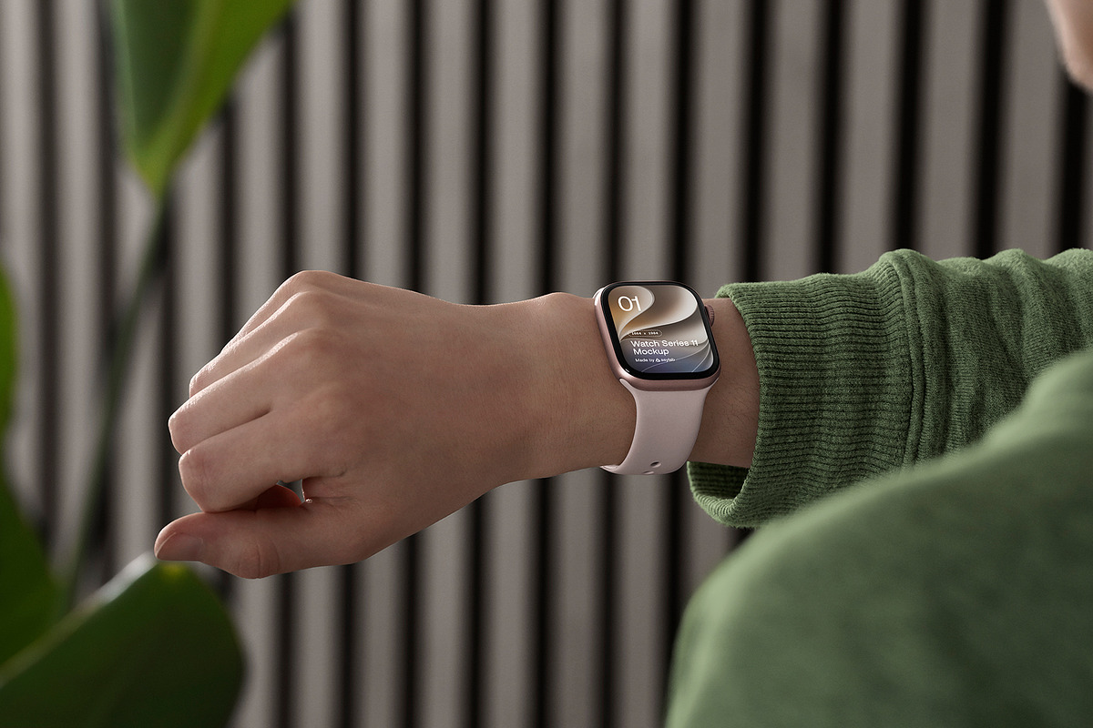 24 Watch Series 11 in Hand Mockups, a Wearable Device Mockup by Asylab (Photo 91 of 107)