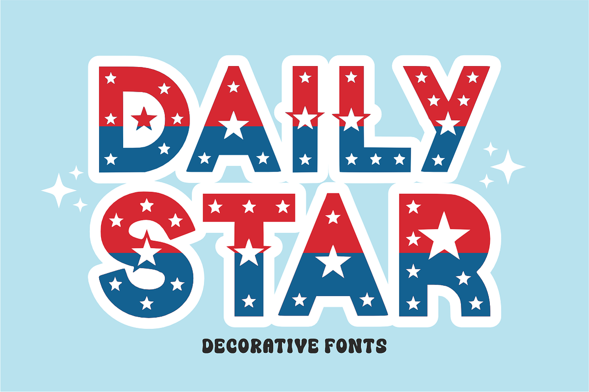 DAILY STAR - Decorative Font, a Sans Serif Font by KiddoGlyphs Studio (Photo 1 of 4)