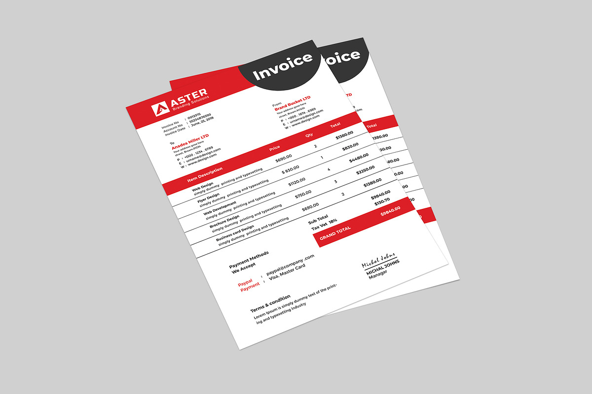 Invoice Template, a Stationery Template by UI_Expert (Photo 4 of 4)