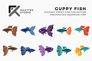 Guppy Fish Collection, a Solid Icon by Akatype Studio