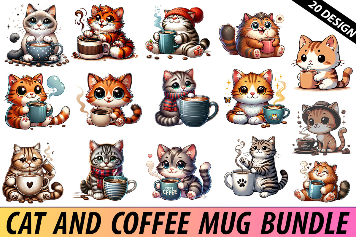 Cat And Coffee Clipart Bundle, a Graphic by crative8112 (Photo 1 of 10)