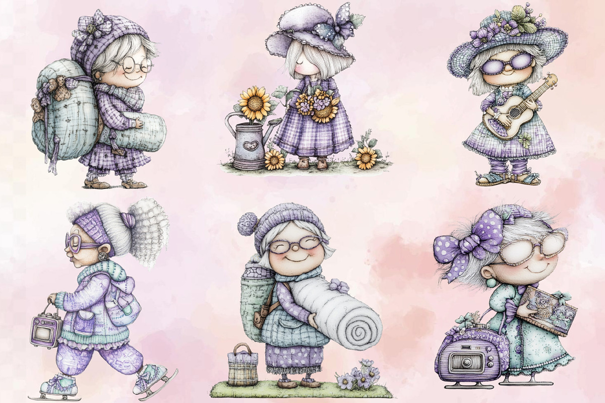 Summer Funny Grandma Clipart Bundle., an Illustration by SVGArt (Photo 3 of 9)