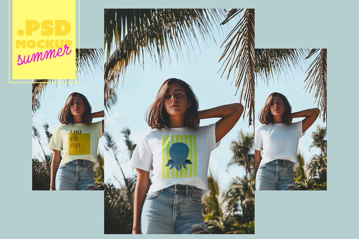 T-Shirt Mockup With Palm Trees, a Shirt Mockup by McLittle Stock (Photo 1 of 4)