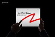 Hand Holding Device Mockup, an iPad Mockup by RamStudio2 (Thumbnail 1 of 10)