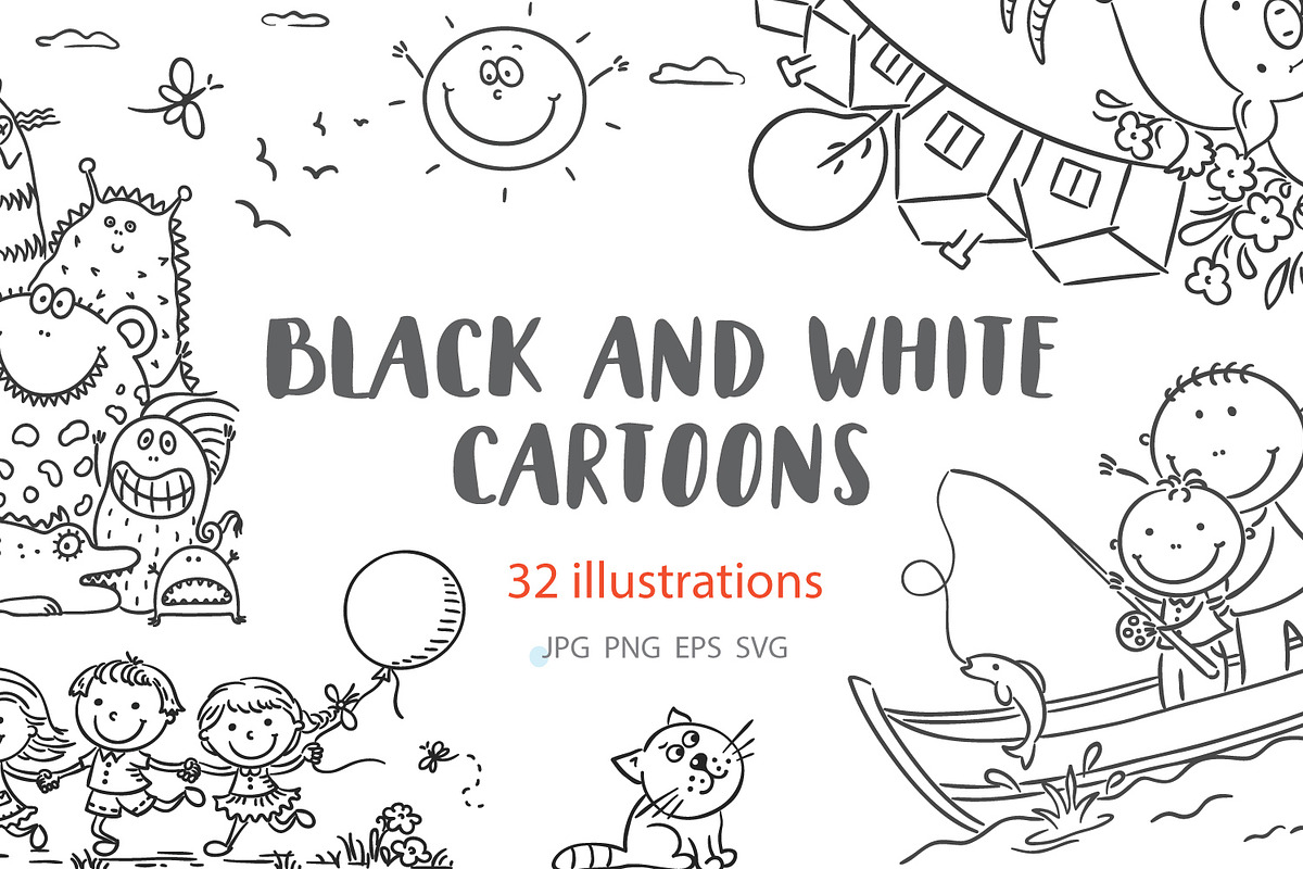 Outline cartoon kids illustration, an Illustration by Bubert Art (Photo 1 of 33)