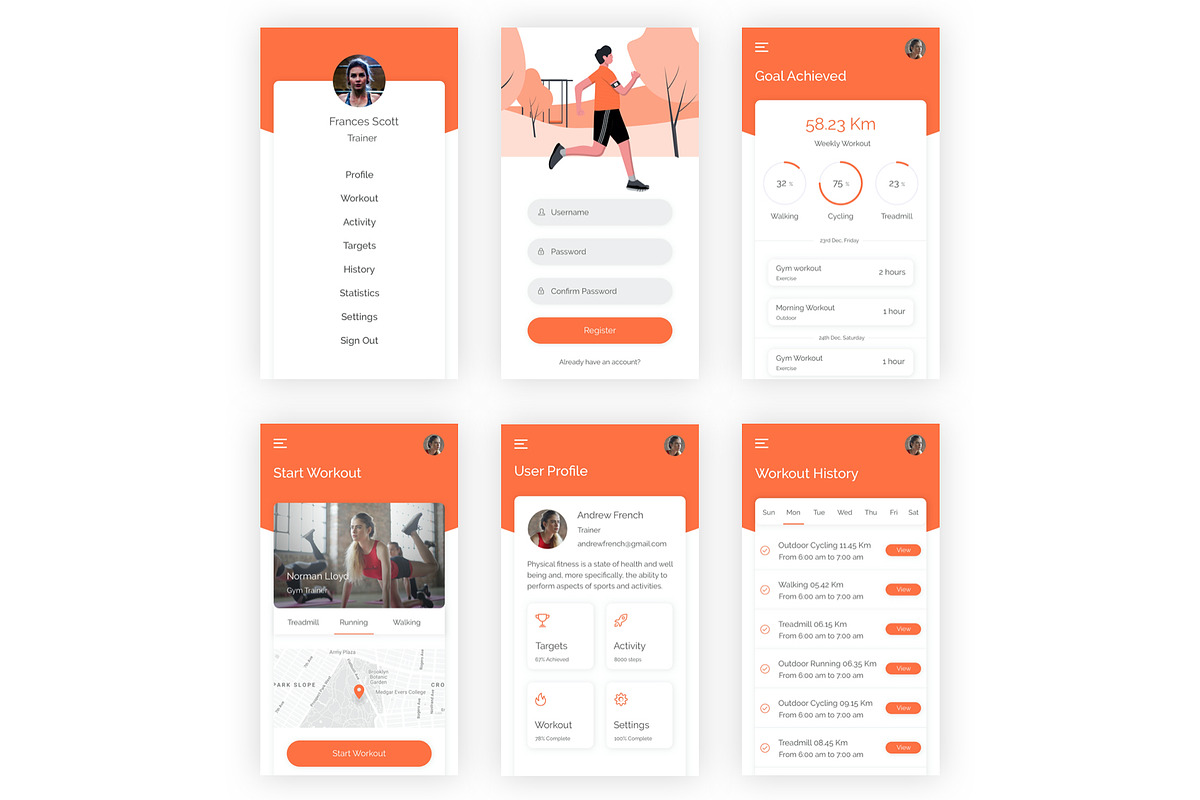 FitOn Fitness Adobe XD App, an UI Kit Template by themelove (Photo 9 of 9)