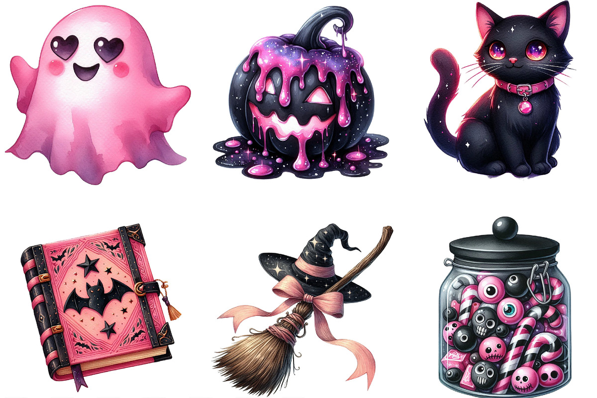 Creepy Black and Pink Halloween PNG, an Illustration by Designking (Photo 3 of 4)