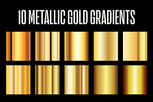 10 Metallic Gold Gradients .AI File