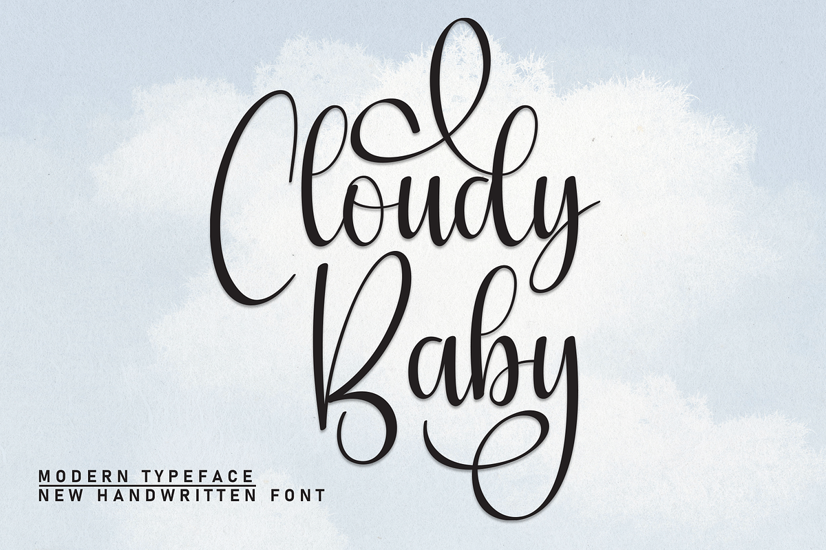 Cloudy Baby | Script Font, a Handwritten Font by Scratchones (Photo 1 of 9)