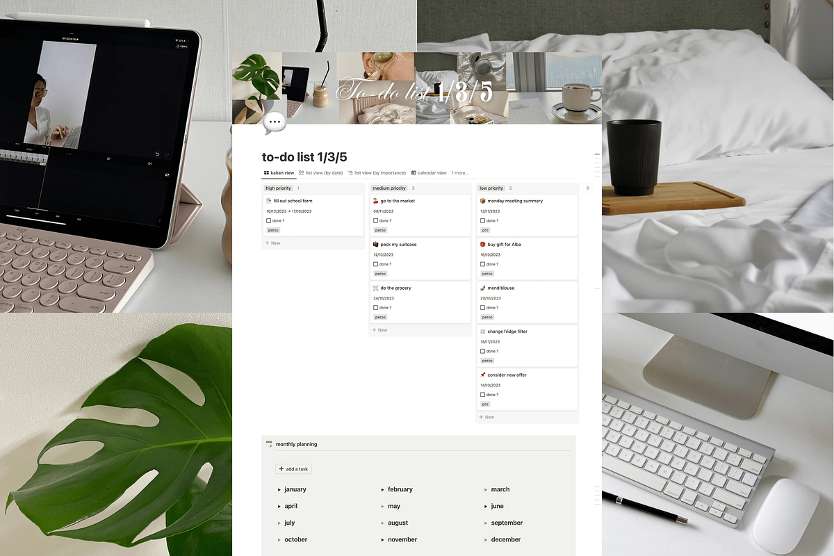 To-do list 1/3/5 - Notion template, an App Template by Iasan Design (Photo 1 of 7)