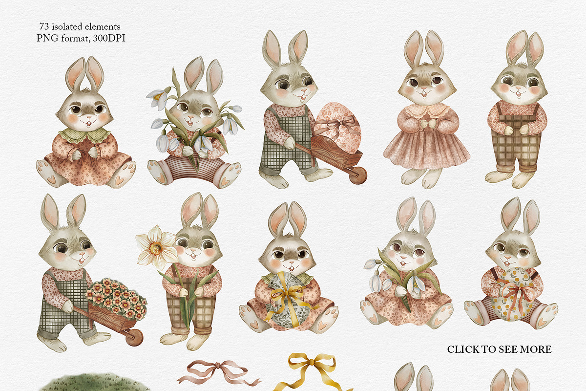 Easter watercolor clipart bundle, a Decorative Illustration by Jenny Quince (Photo 2 of 10)