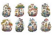 Watercolor mediterranean houses PNG, an Object Illustration by Bubert Art (Thumbnail 1 of 5)