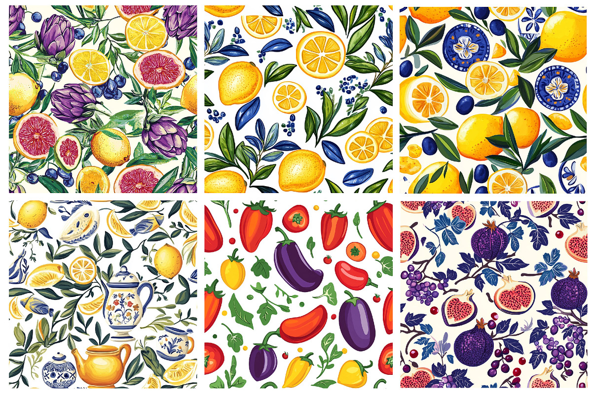 Mediterranean Food Digital Paper, a Pattern Graphic by Designking (Photo 2 of 5)