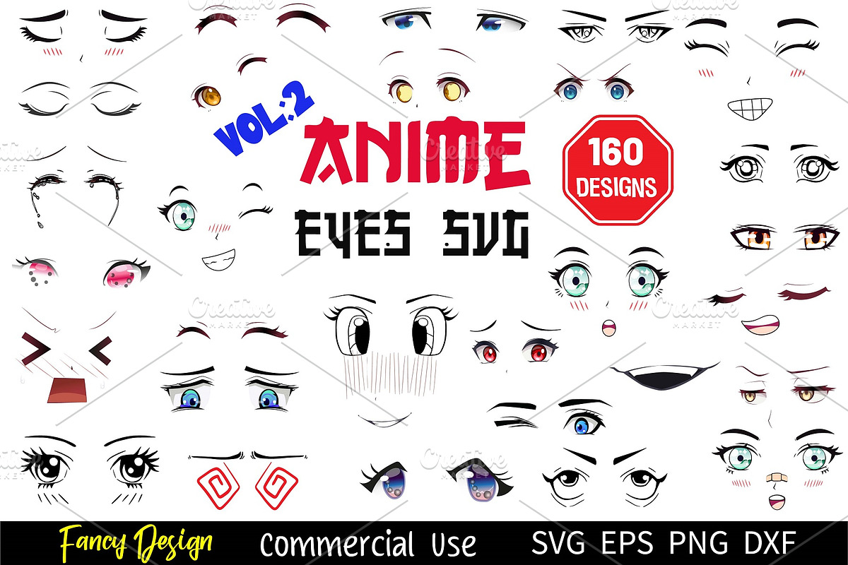 160 Anime Eyes Anime Face Expression, a Food Illustration by FancyDesignStudio (Photo 1 of 7)
