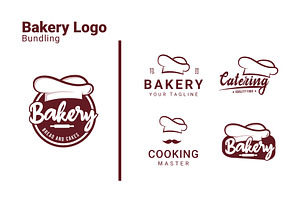 Bakery Chef Hat Cake Logo Bundle, a Branding & Logo Template by Dyn Studio