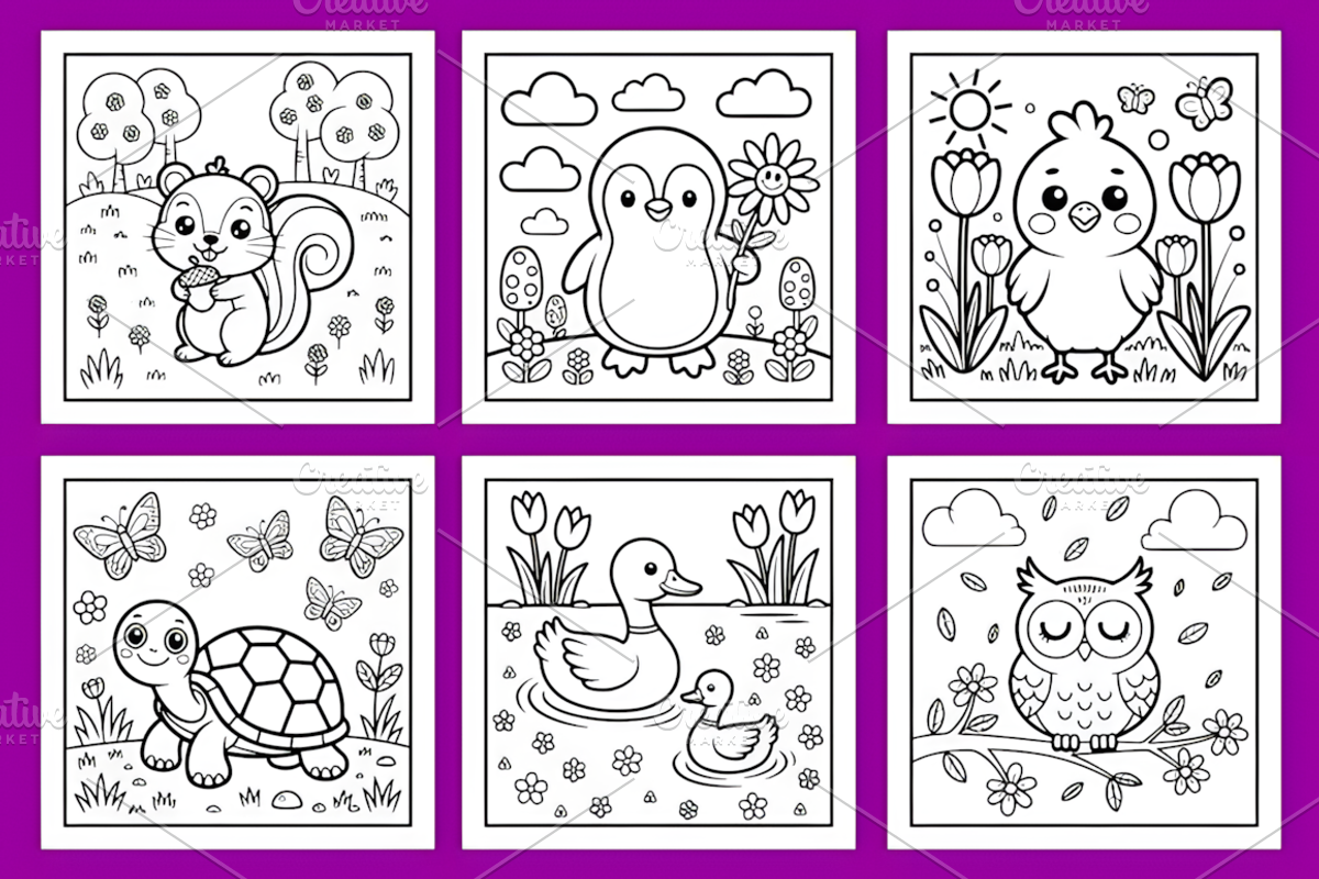 Spring Nature Pattern Coloring Pages, a Decorative Illustration by Ink Gallery (Photo 2 of 4)