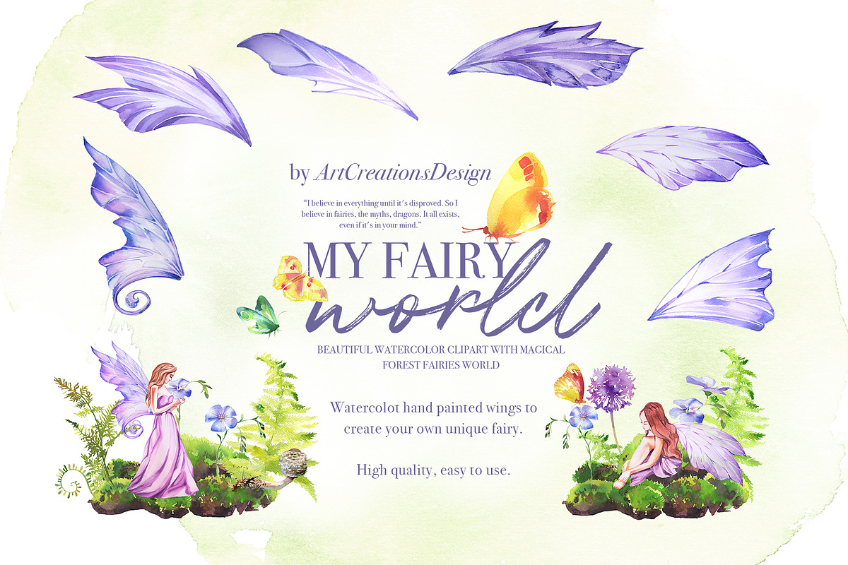 Hand-Painted My Fairy World Clipart, a Person Illustration by ArtCreationsDesign (Photo 14 of 15)