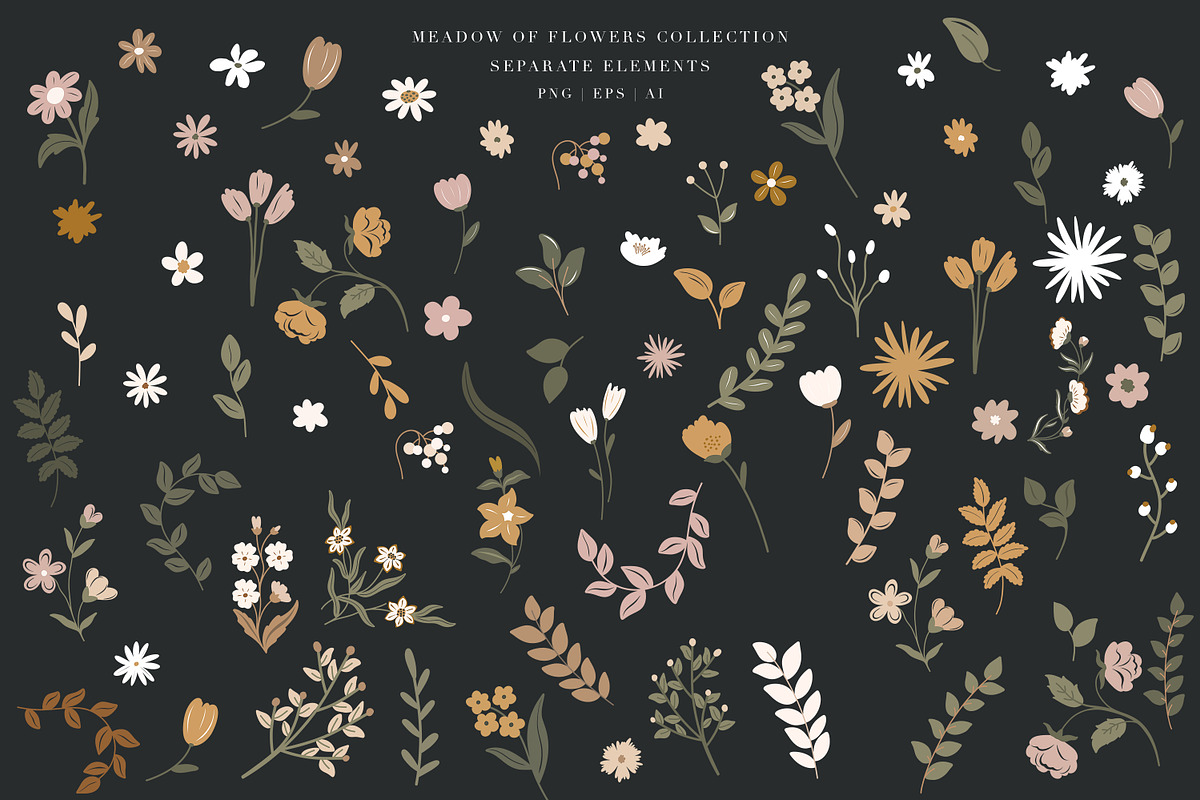 Meadow of Flowers Vector Collection, a Texture Illustration by Pati Paints (Photo 9 of 12)