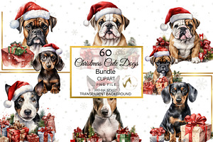 Christmas Dogs Clipart Bundle