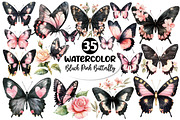 Black and Pink Butterfly Clipart, an Illustration by Dream Creation (Thumbnail 1 of 6)