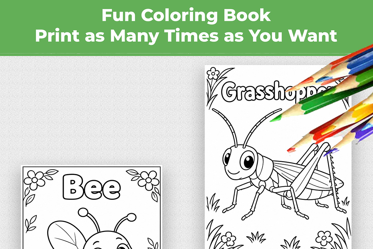 Insect Coloring Book for Kids, an Education Illustration by Mohammad Sarfaraz (Photo 3 of 13)