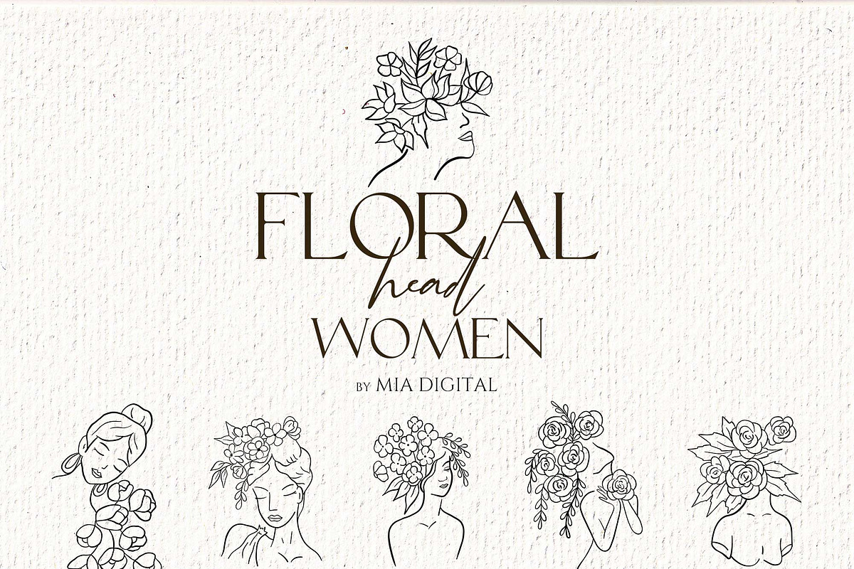 Floral Head Women SVG Cliparts, an Illustration by Mia Digital (Photo 3 of 6)