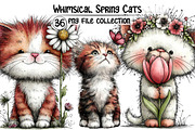 Whimsical Spring Cats Clipart, an Illustration by Dream Creation (Thumbnail 1 of 6)