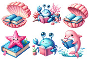Undersea Reading Clipart, an Illustration by Designworld (Thumbnail 2 of 6)