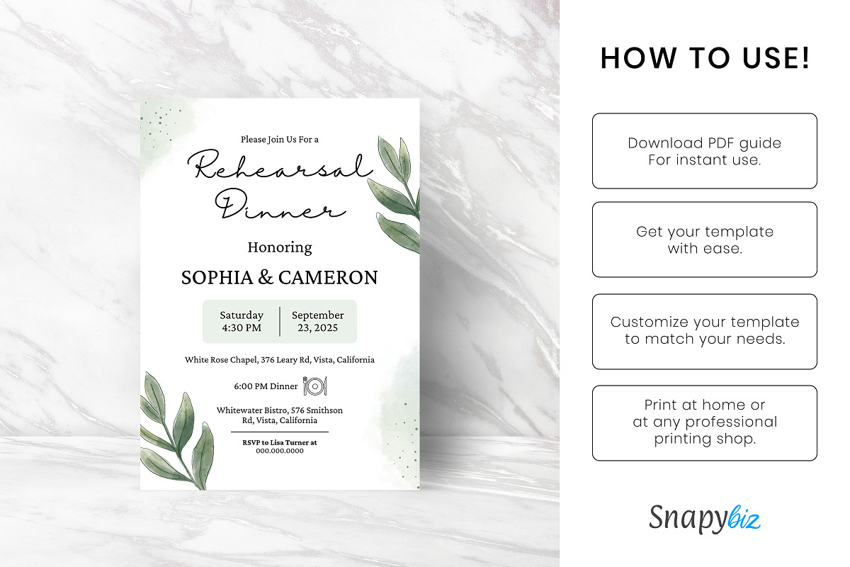 Rehearsal Dinner Invitation Template, an Invitation Template by Snapybiz (Photo 6 of 10)