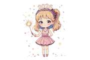 Girl Happy New Year Clipart, a Decorative Illustration by Creative design (Thumbnail 5 of 7)