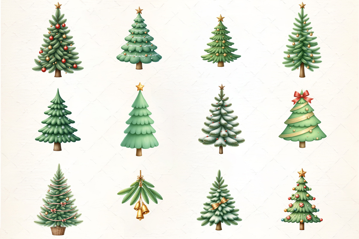 Watercolor Evergreen Tree Clipart, an Illustration by CrexoraLab (Photo 2 of 5)