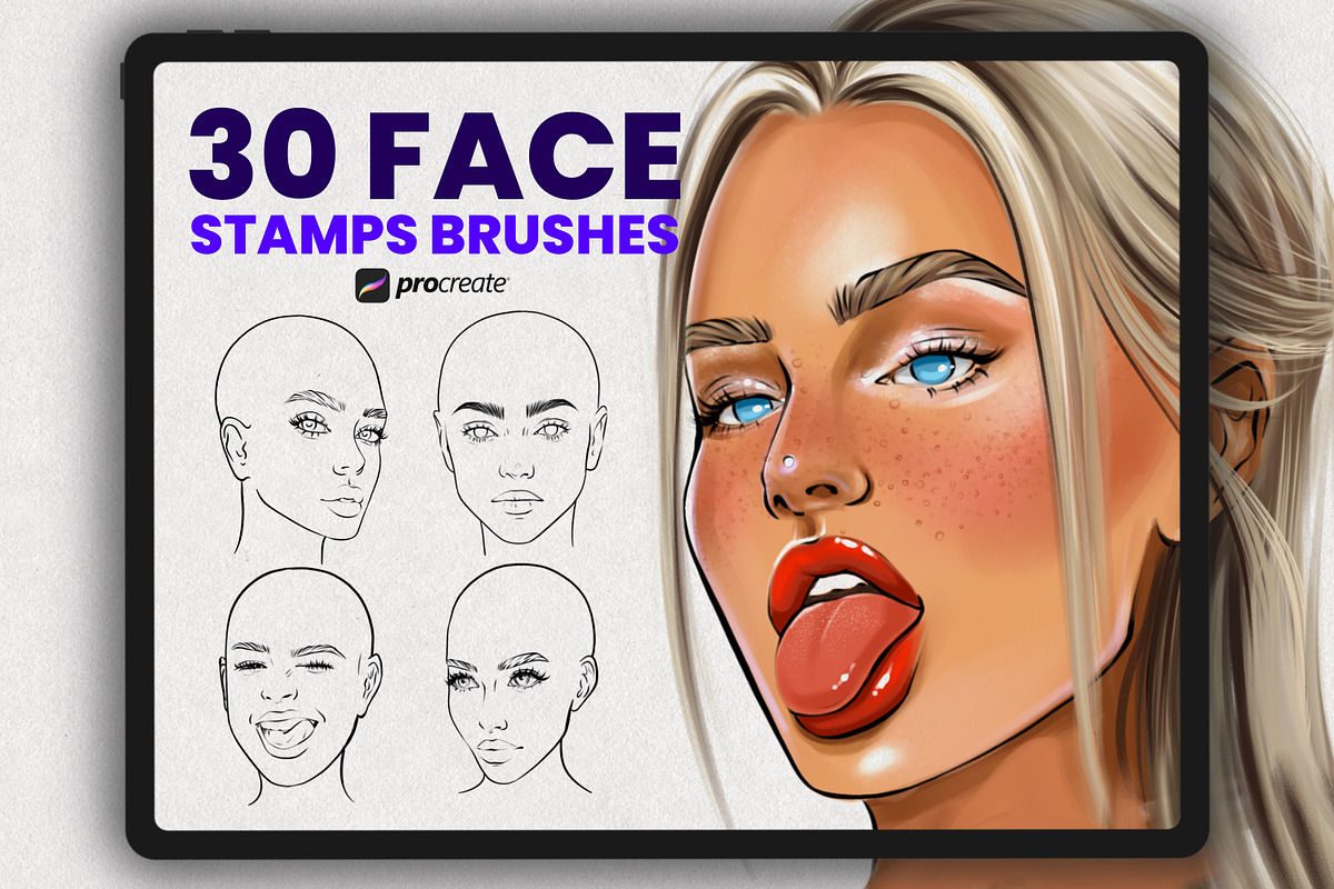 Procreate Face Portrait brushes, a Brush Add-On by Procreate Market (Photo 1 of 5)