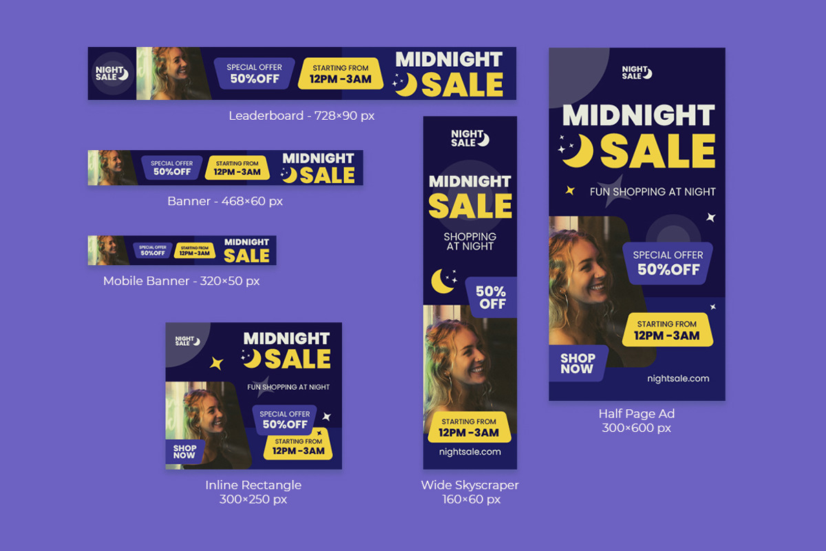 Midnight Sale Google Ads Banner, a Marketing Template by kerismaker (Photo 4 of 4)