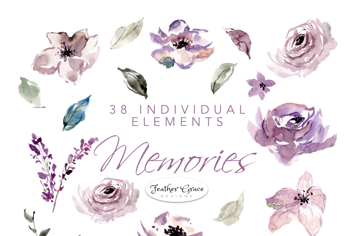 Watercolor Purple Blush Flowers, an Illustration by Feather Grace Designs (Photo 7 of 9)
